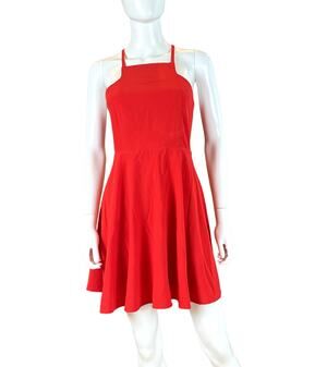 Lulus Red Fit‑and‑Flare Halter Mini Dress – Size S